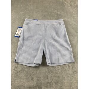 Hilary Radley Women's Bermuda Shorts L. Pull Ons Blue White Striped New C22